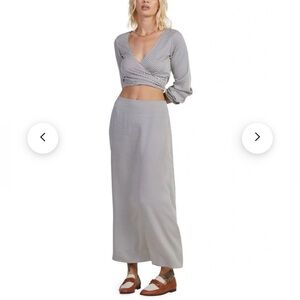 RVCA Eclipse 2-Piece Stripe Maxi Skirt & Tie-Front Crop Top Set Size XS